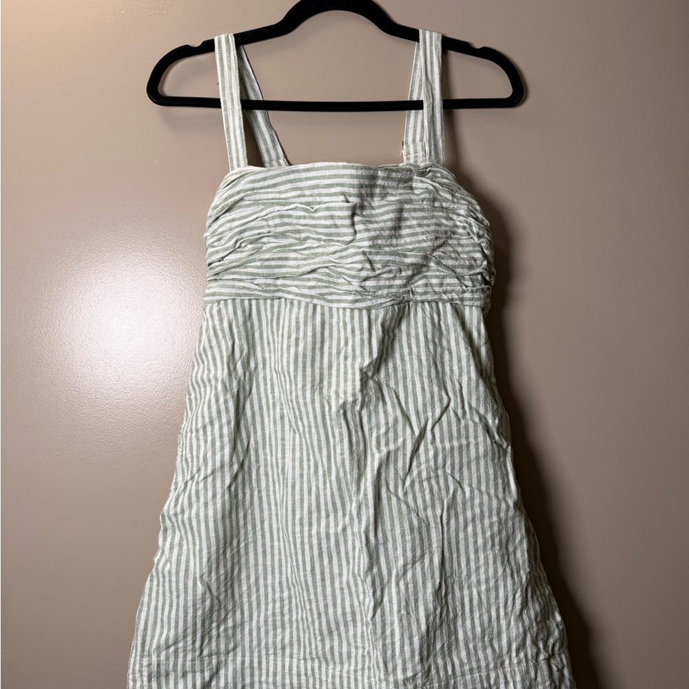 Abercrombie & Fitch White and Light Green Striped Sundress
